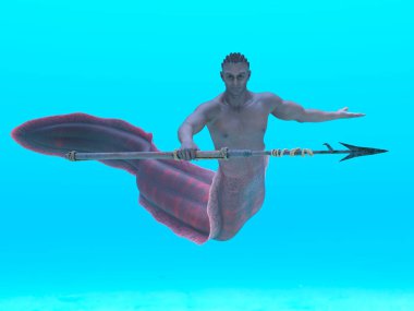3D rendering of a merman