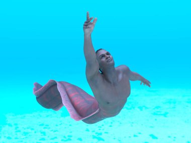 3D rendering of a merman