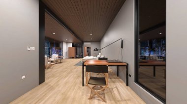 Gece görüşlü özel odanın 3D görüntüsü