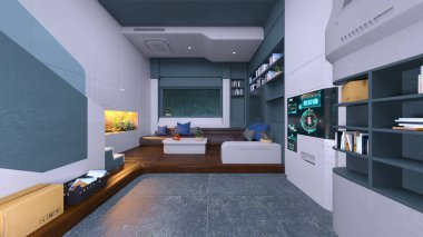 Oturma odasının 3 boyutlu görüntüsü