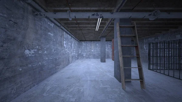 放棄された倉庫の3Dレンダリング — ストック写真