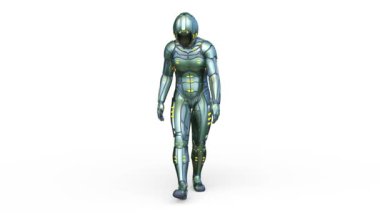 3D rendering of a cyber man walking face down