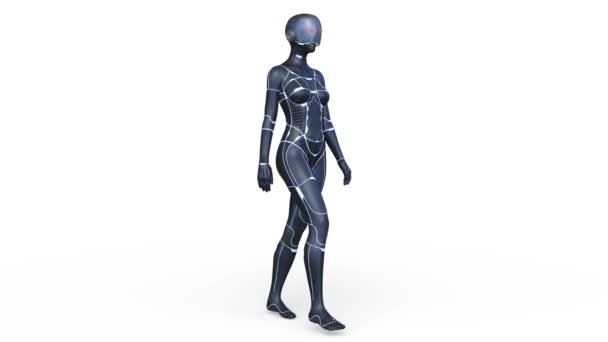 Representación Una Mujer Cyborg Caminando — Vídeos de Stock