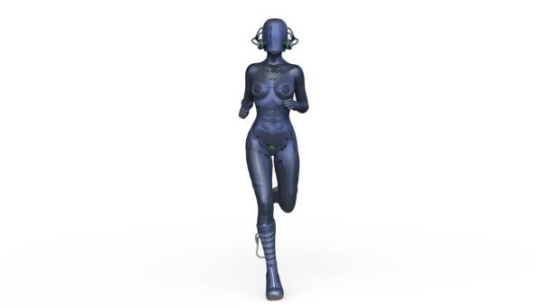 Rendering Running Female Cyborg — Vídeo de stock