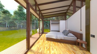 Ormandaki bir evin 3 boyutlu canlandırması