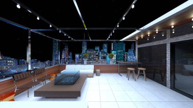 Çatı terasının 3B görüntülemesi