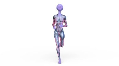 3D rendering of a running female alien