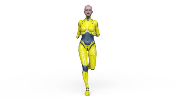 Rendering Running Female Cyborg — Videoclip de stoc