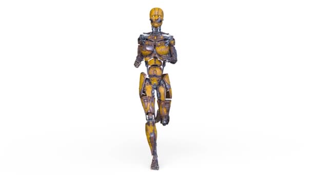 Återgivning Löpande Kvinnlig Robot — Stockvideo