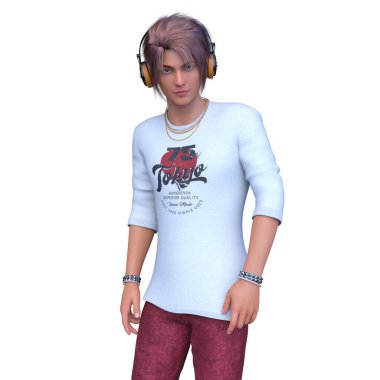 Kulaklıklı bir adamın 3D görüntüsü