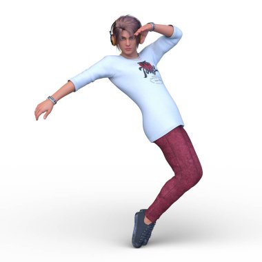 Kulaklıklı bir adamın 3D görüntüsü