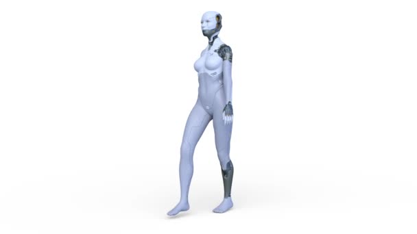 Rendering Cyborg Femminile Ambulante — Video Stock