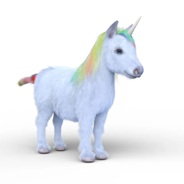 Representación Unicornio Con Melena Color Arco Iris — Foto de Stock