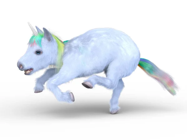 Representación Unicornio Con Melena Color Arco Iris — Foto de Stock