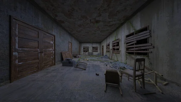 Rendering Abandoned Building Rough Interior — Stock Photo, Image
