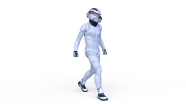 Yürüyen bir siber adamın 3 boyutlu canlandırması