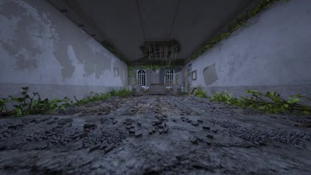 带有粗糙内部的废弃建筑的3D渲染 — 图库视频影像