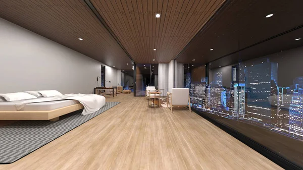 Rendering Private Room Night View — Stock Photo, Image