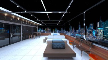 Çatı terasının 3B görüntülemesi