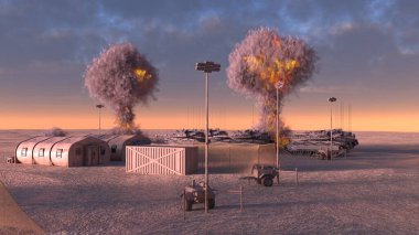 Askeri kampın 3 boyutlu canlandırması