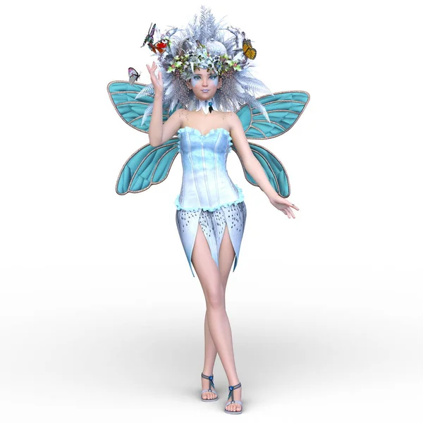 带花冠的仙女3D渲染 — 图库照片