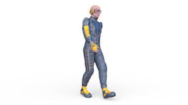 Yürüyen bir siber adamın 3 boyutlu canlandırması