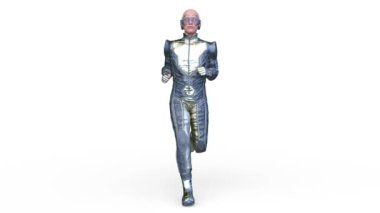 3D rendering of a running cyber man