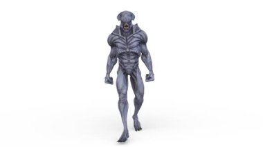 3D rendering of a walking male alien