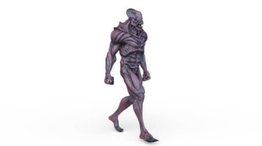 3D rendering of a walking male alien