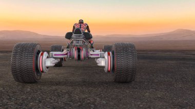ATV kullanan bir siber adamın 3D görüntüsü