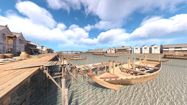 stock image 3D rendering of the harbor