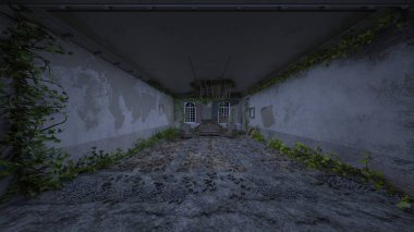 Terk edilmiş binanın kabataslak içerikli 3B görüntülemesi