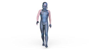 Yürüyen bir siber adamın 3 boyutlu canlandırması