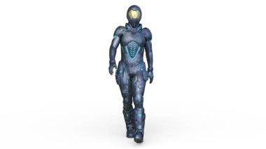 Yürüyen bir siber adamın 3 boyutlu canlandırması