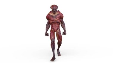 3D rendering of a walking male alien