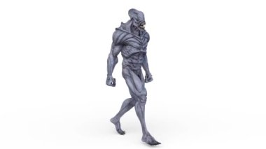 3D rendering of a walking male alien