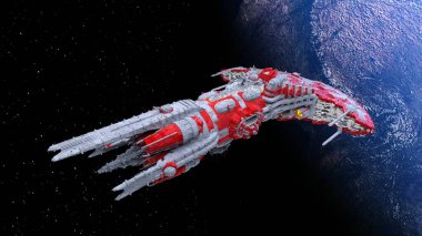 Bir uzay gemisinin ve Dünya 'nın 3 boyutlu canlandırması