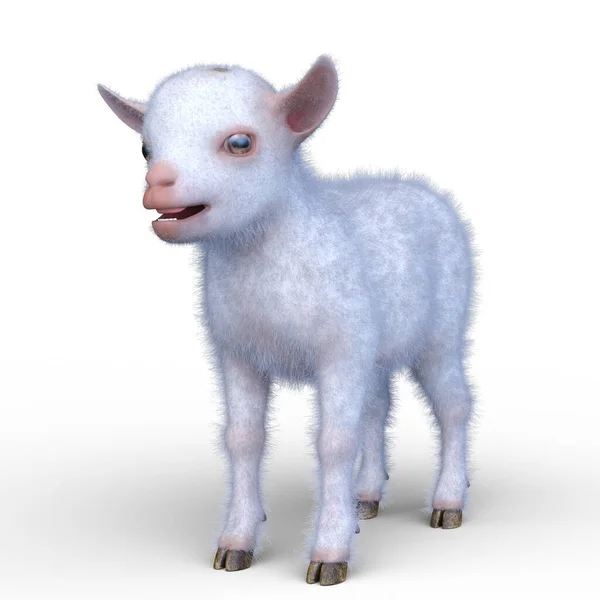 一个山羊的3D渲染 — 图库照片