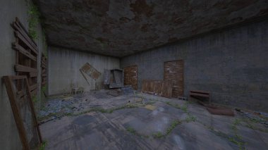 Terk edilmiş binanın kabataslak içerikli 3B görüntülemesi