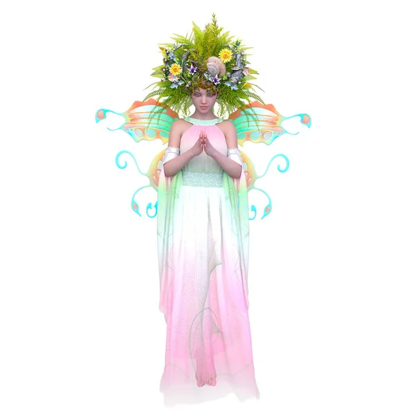 花冠を持つ妖精の3Dレンダリング — ストック写真