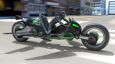 3D rendering of a cyber man rider