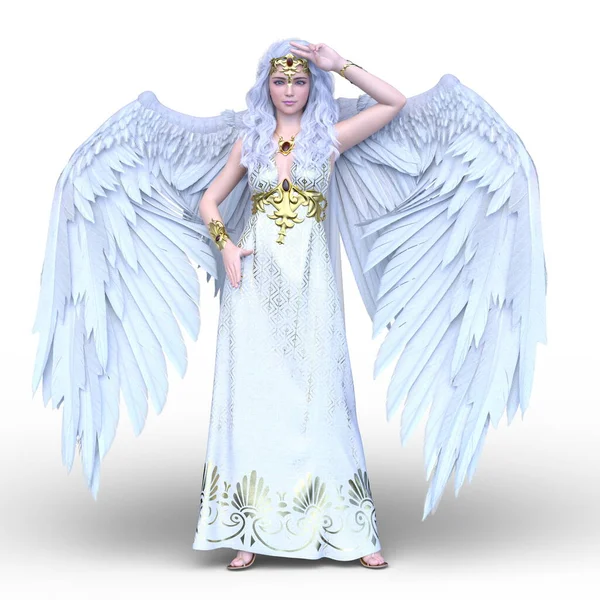 羽を伸ばした天使の3Dレンダリング — ストック写真