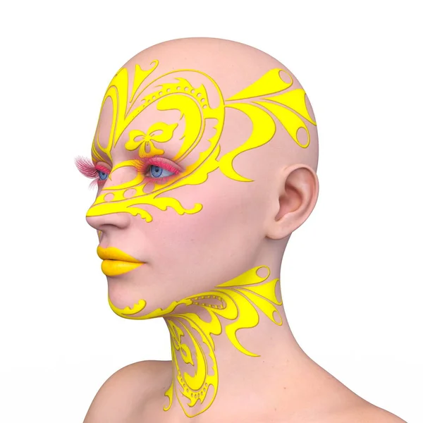 Representación Del Primer Plano Cara Una Mujer Con Pintura Facial — Foto de Stock