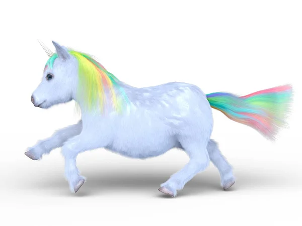 Rendering Unicorn Rainbow Colored Mane — Stock Photo, Image