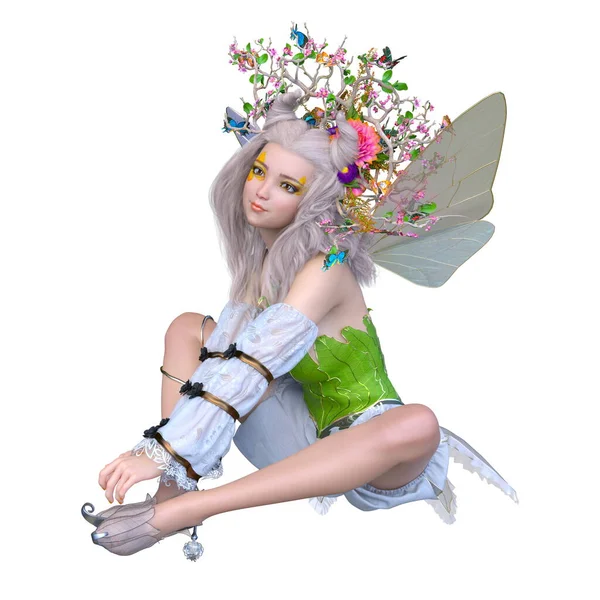 花冠を持つ妖精の3Dレンダリング — ストック写真