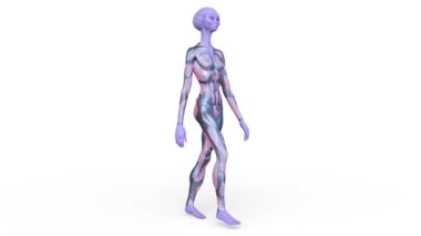 Yürüyen bir uzaylının 3 boyutlu görüntüsü