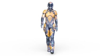 Yürüyen bir siber adamın 3 boyutlu canlandırması