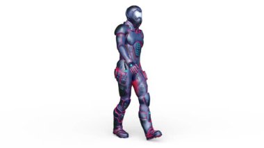 Yürüyen bir siber adamın 3 boyutlu canlandırması