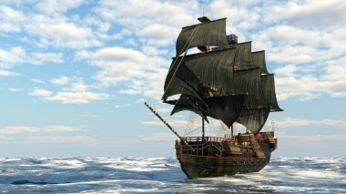 Bir yelkenlinin 3D görüntüsü