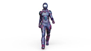 Yürüyen bir siber adamın 3 boyutlu canlandırması